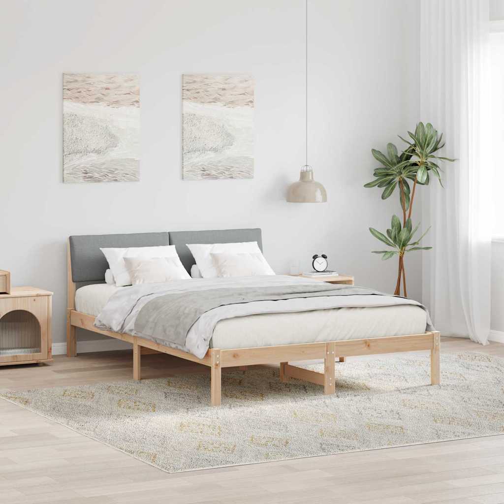 Okvir kreveta s uzglavljem Smeđa i svijetlo siva 135 x 190 cm