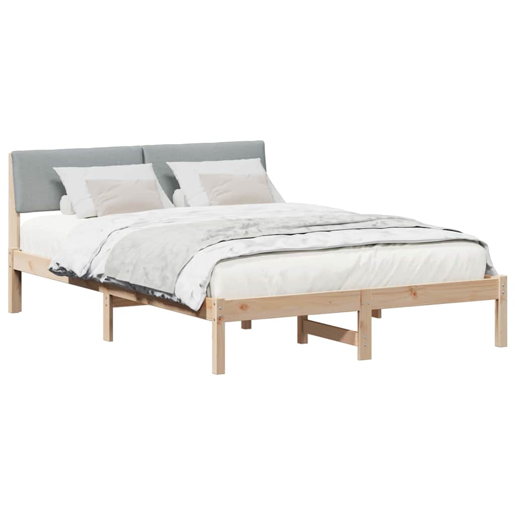 Okvir kreveta s uzglavljem Smeđa i svijetlo siva 135 x 190 cm