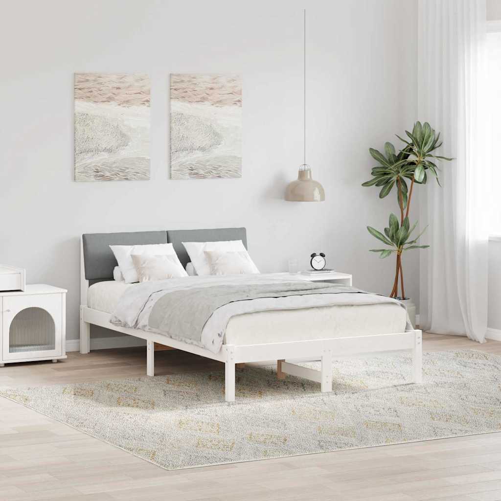 Okvir kreveta s uzglavljem Bijela i svijetlosiva 120 x 190 cm