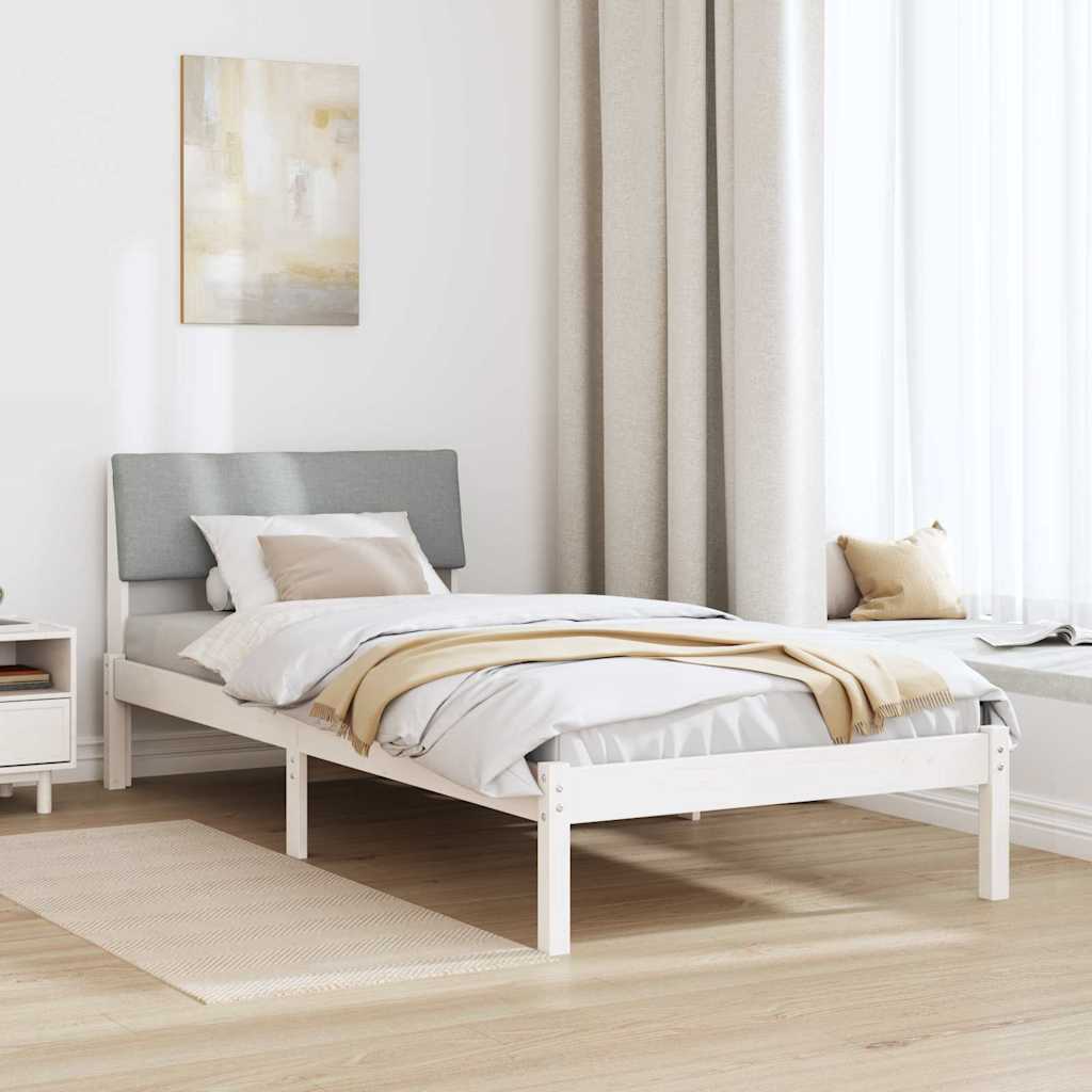 Okvir kreveta s uzglavljem Bijela i svijetlosiva 100 x 200 cm
