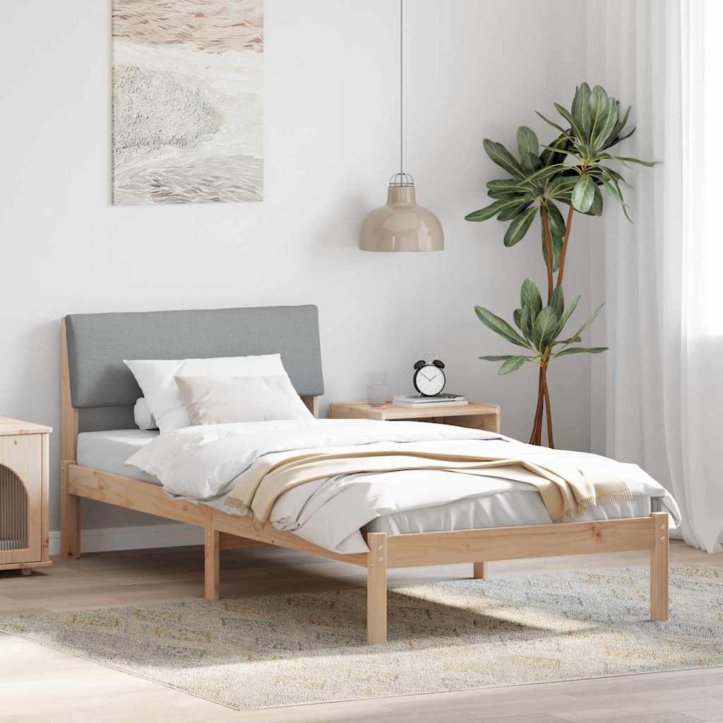 Okvir kreveta s uzglavljem Smeđa i svijetlo siva 90 x 200 cm