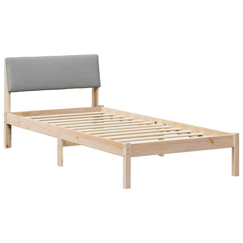 Okvir kreveta s uzglavljem Smeđa i svijetlo siva 90 x 200 cm