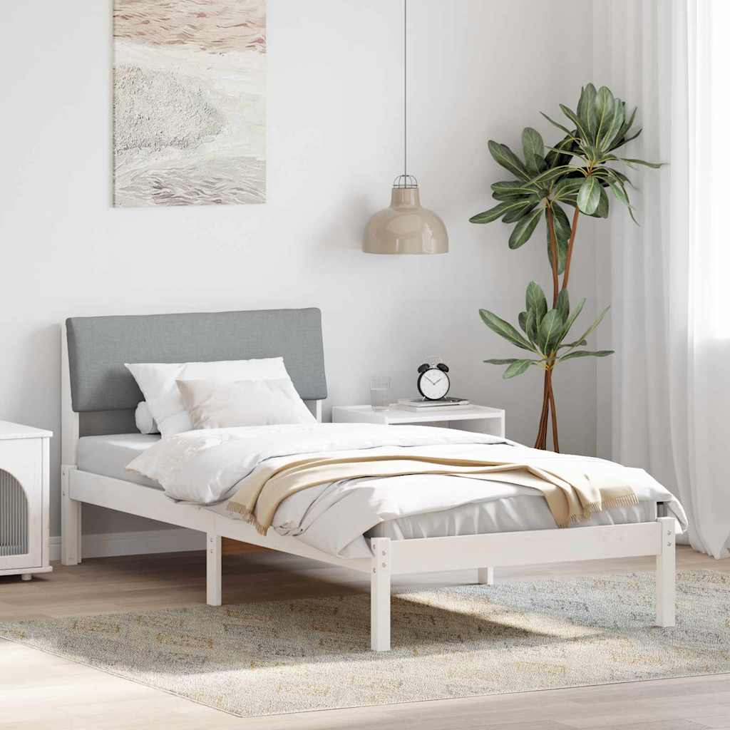 Okvir kreveta s uzglavljem Bijela i svijetlosiva 90 x 200 cm