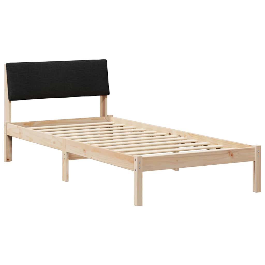 Okvir kreveta Smeđa i crna 90 x 190 cm Masivna borovina