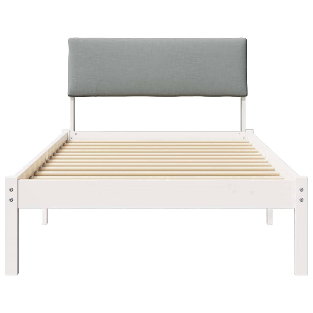 Okvir kreveta s uzglavljem Bijela i svijetlosiva 90 x 190 cm