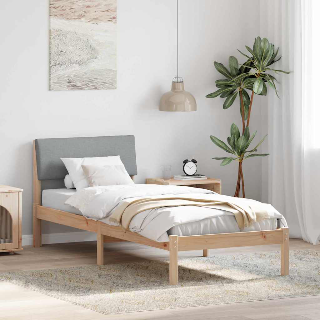 Okvir kreveta s uzglavljem Smeđa i svijetlo siva 75 x 190 cm
