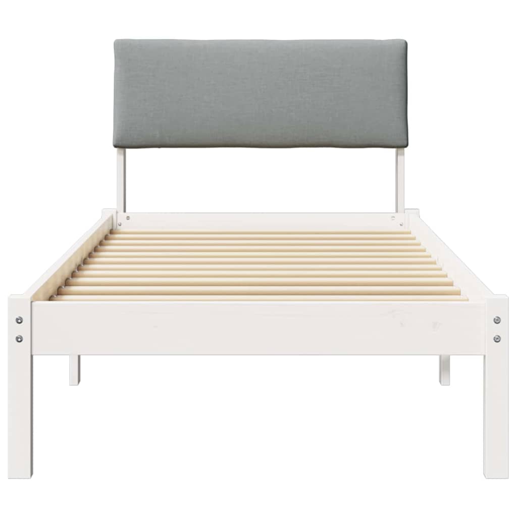 Okvir kreveta s uzglavljem Bijela i svijetlosiva 75 x 190 cm