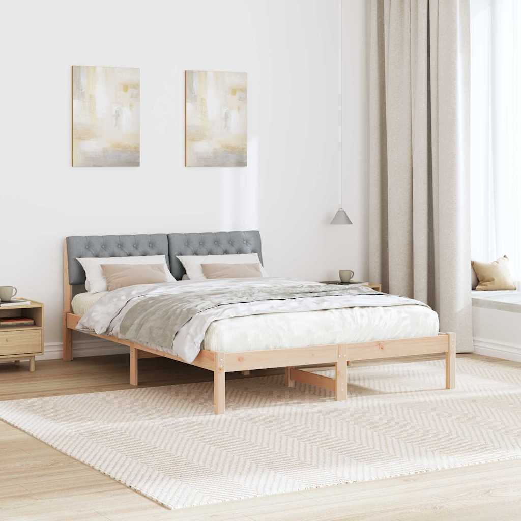 Okvir kreveta s uzglavljem Smeđa i svijetlo siva 160 x 200 cm