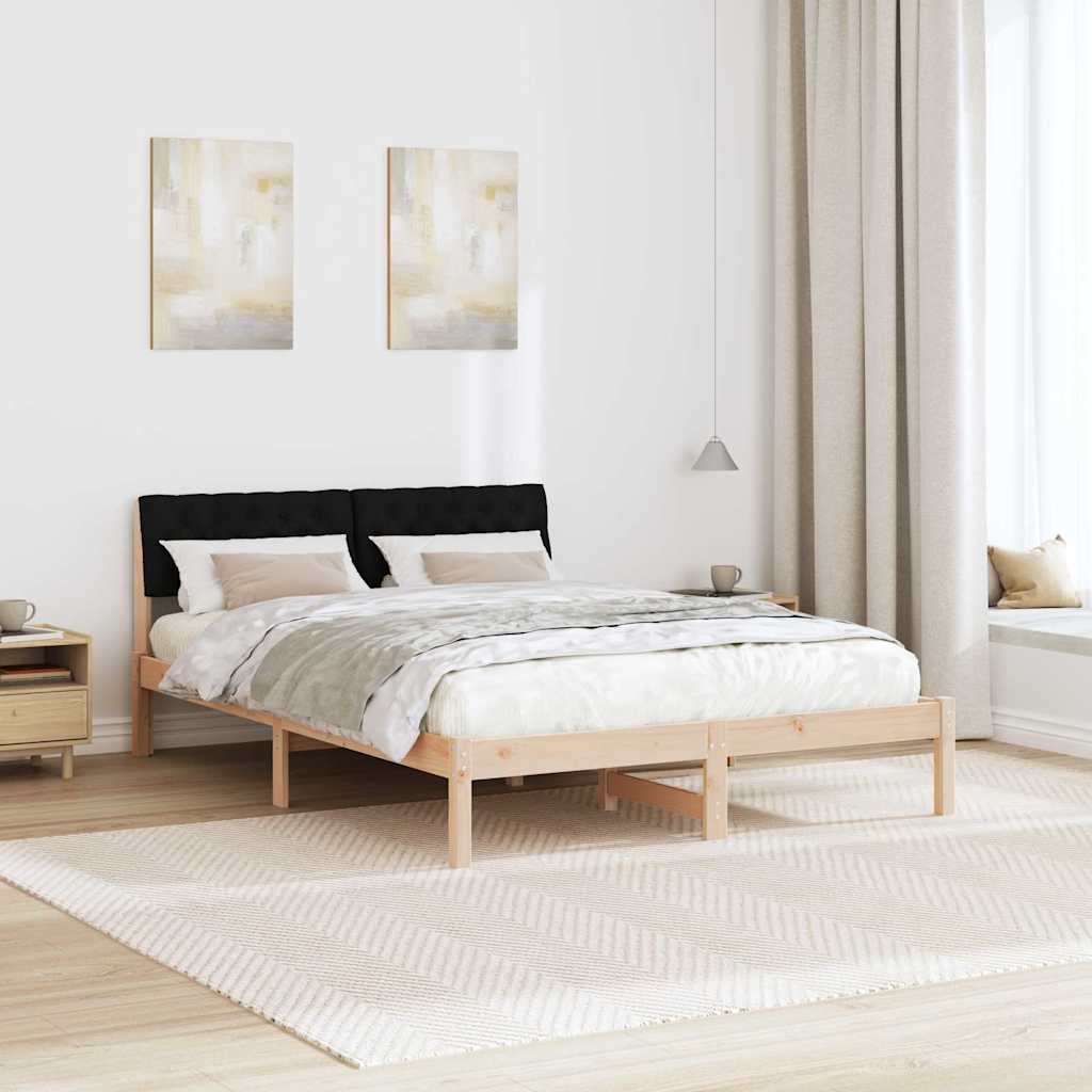 Okvir kreveta Smeđa i crna 160 x 200 cm Masivna borovina