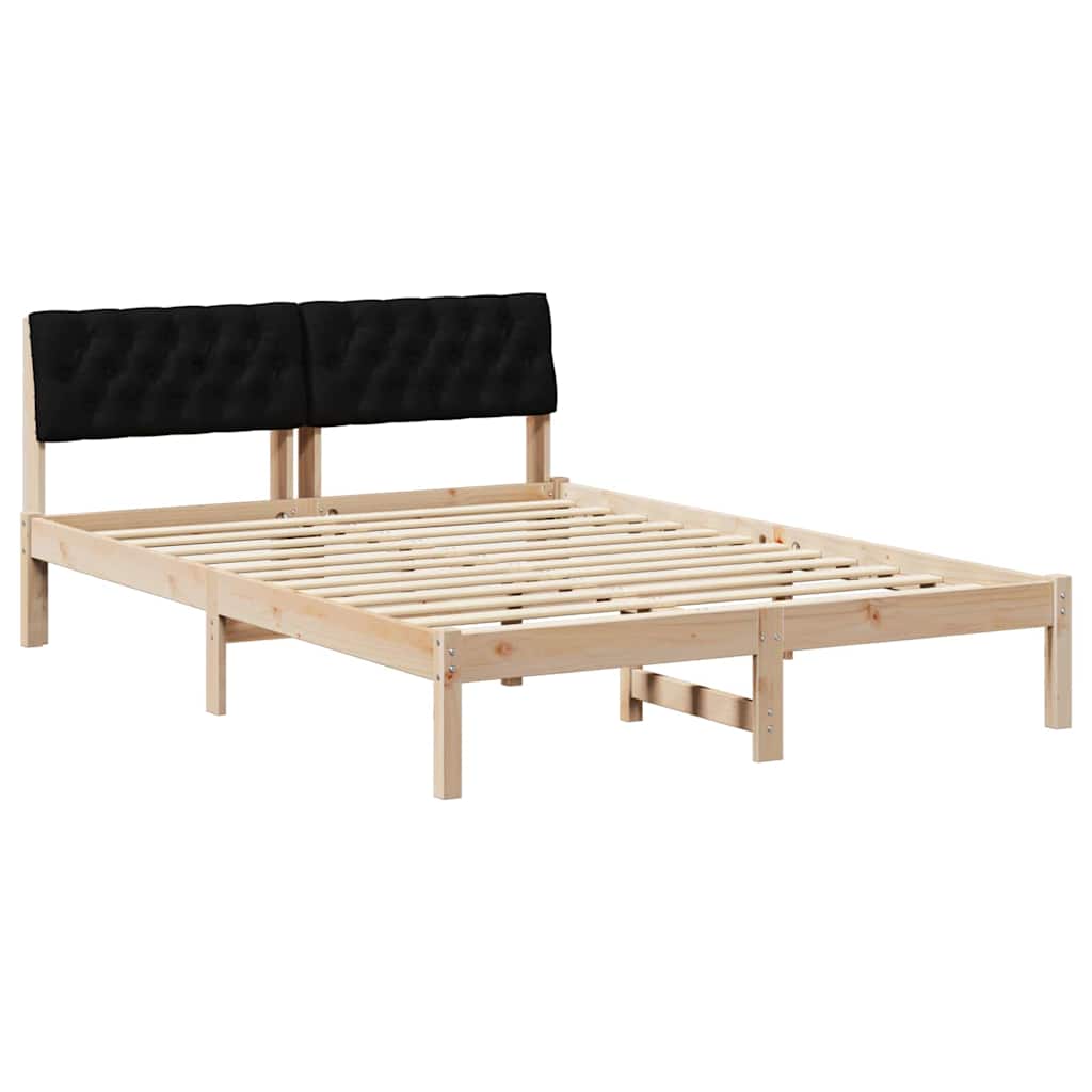 Okvir kreveta Smeđa i crna 160 x 200 cm Masivna borovina