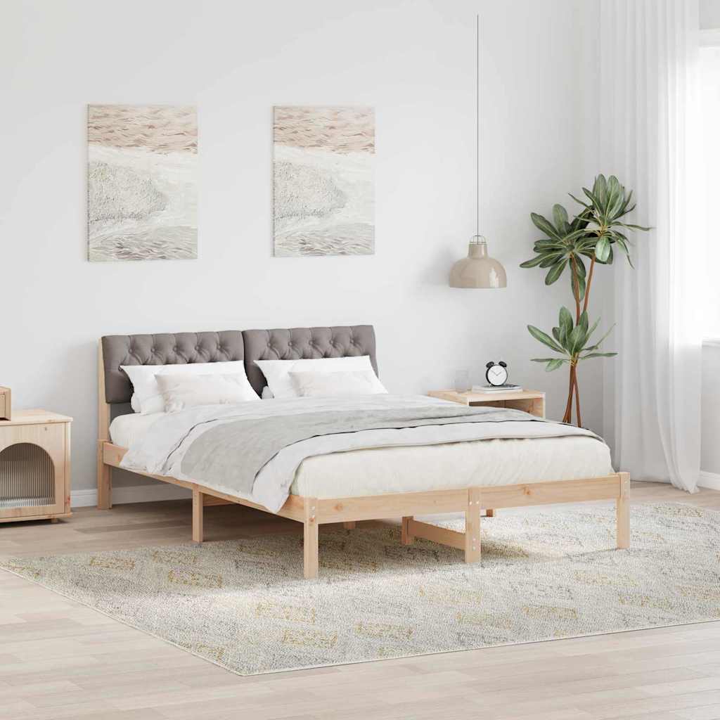 Okvir kreveta Smeđa i taupe 140 x 190 cm Masivna borovina