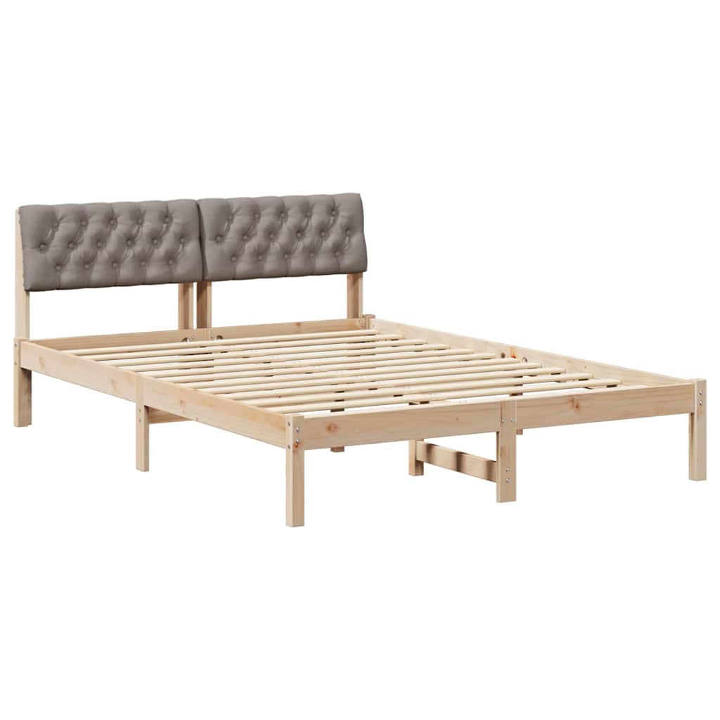 Okvir kreveta Smeđa i taupe 140 x 190 cm Masivna borovina