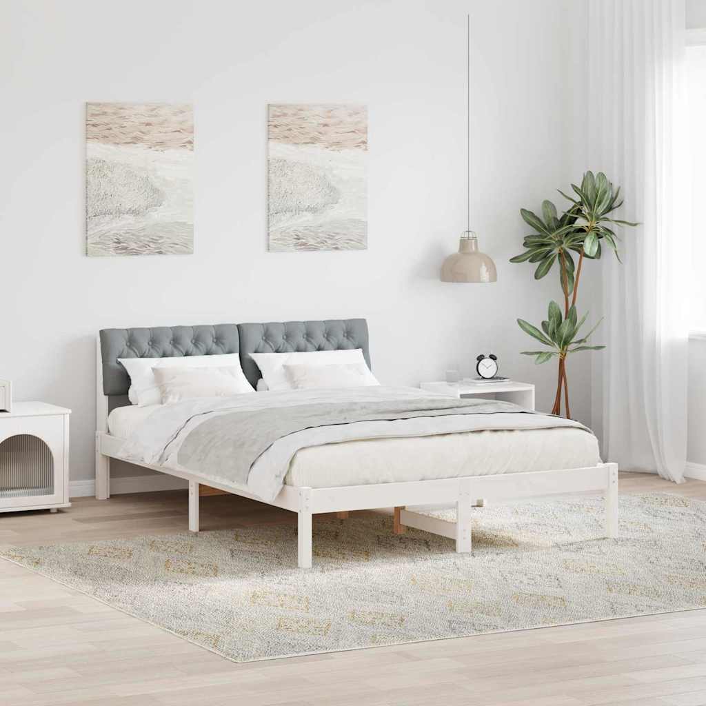 Okvir kreveta s uzglavljem Bijela i svijetlosiva 140 x 190 cm