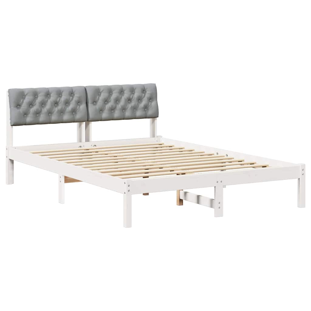 Okvir kreveta s uzglavljem Bijela i svijetlosiva 140 x 190 cm