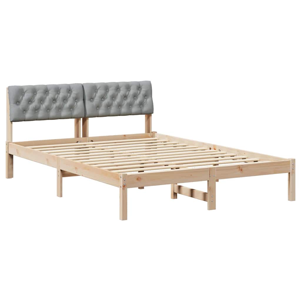 Okvir kreveta s uzglavljem Smeđa i svijetlo siva 135 x 190 cm