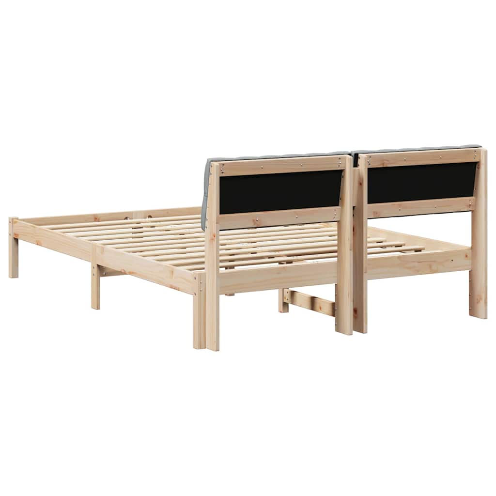 Okvir kreveta s uzglavljem Smeđa i svijetlo siva 135 x 190 cm