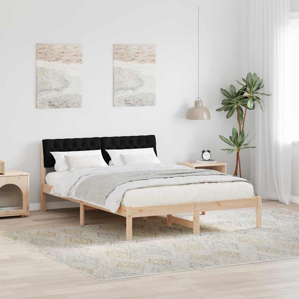 Okvir kreveta Smeđa i crna 135 x 190 cm Masivna borovina