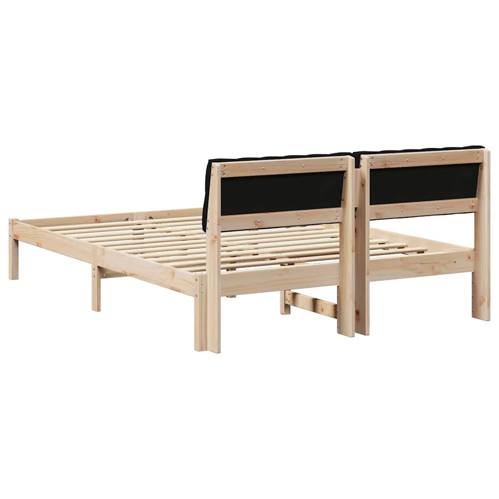 Okvir kreveta Smeđa i crna 135 x 190 cm Masivna borovina