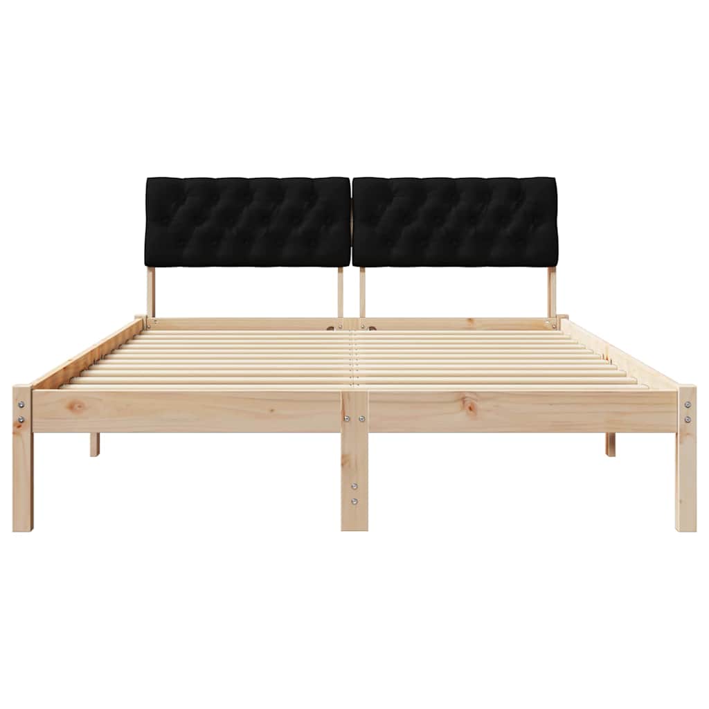 Okvir kreveta Smeđa i crna 135 x 190 cm Masivna borovina