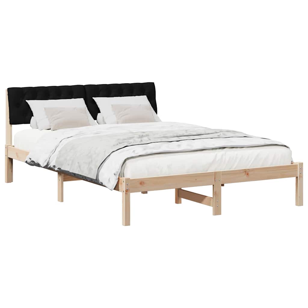 Okvir kreveta Smeđa i crna 135 x 190 cm Masivna borovina