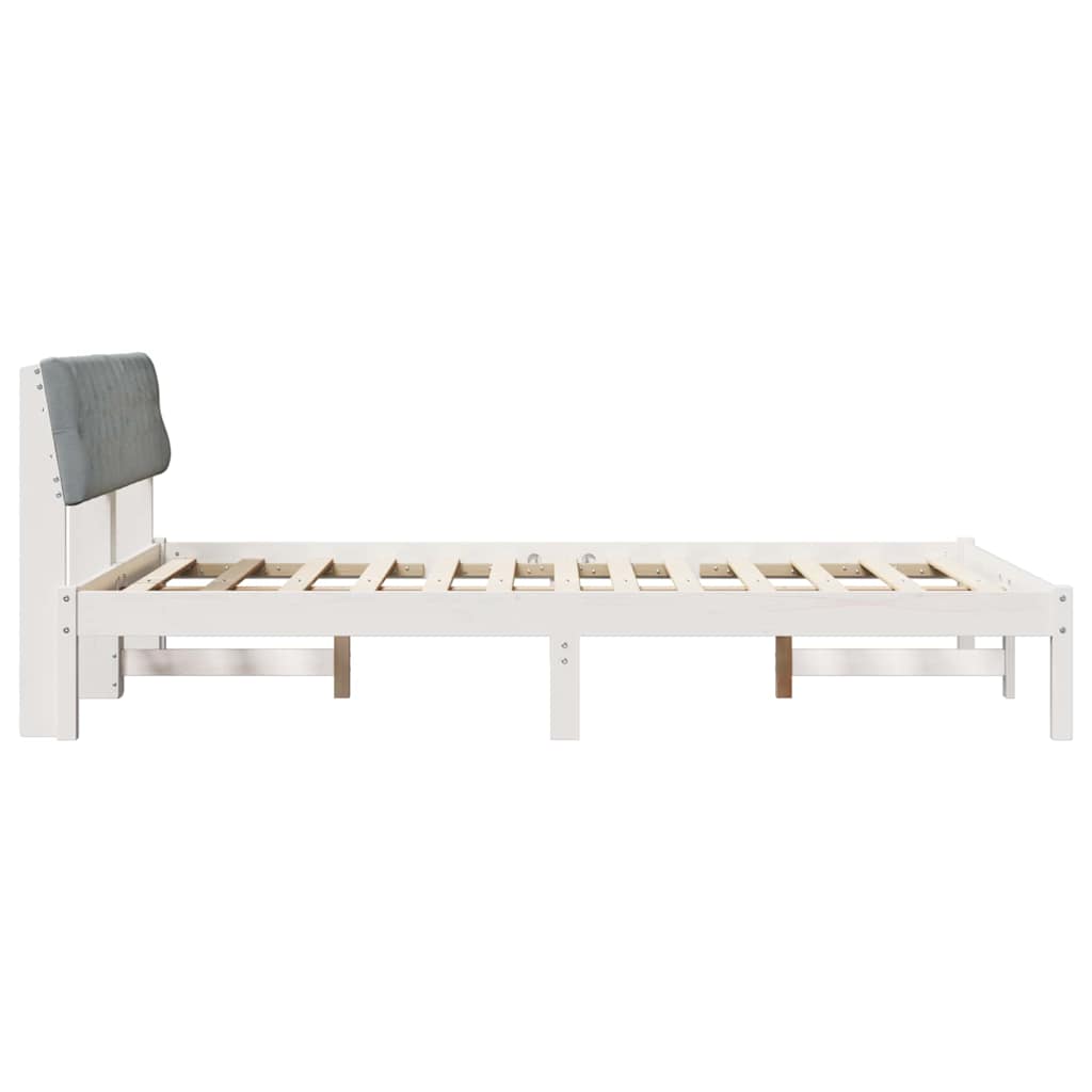 Okvir kreveta s uzglavljem Bijela i svijetlosiva 135 x 190 cm