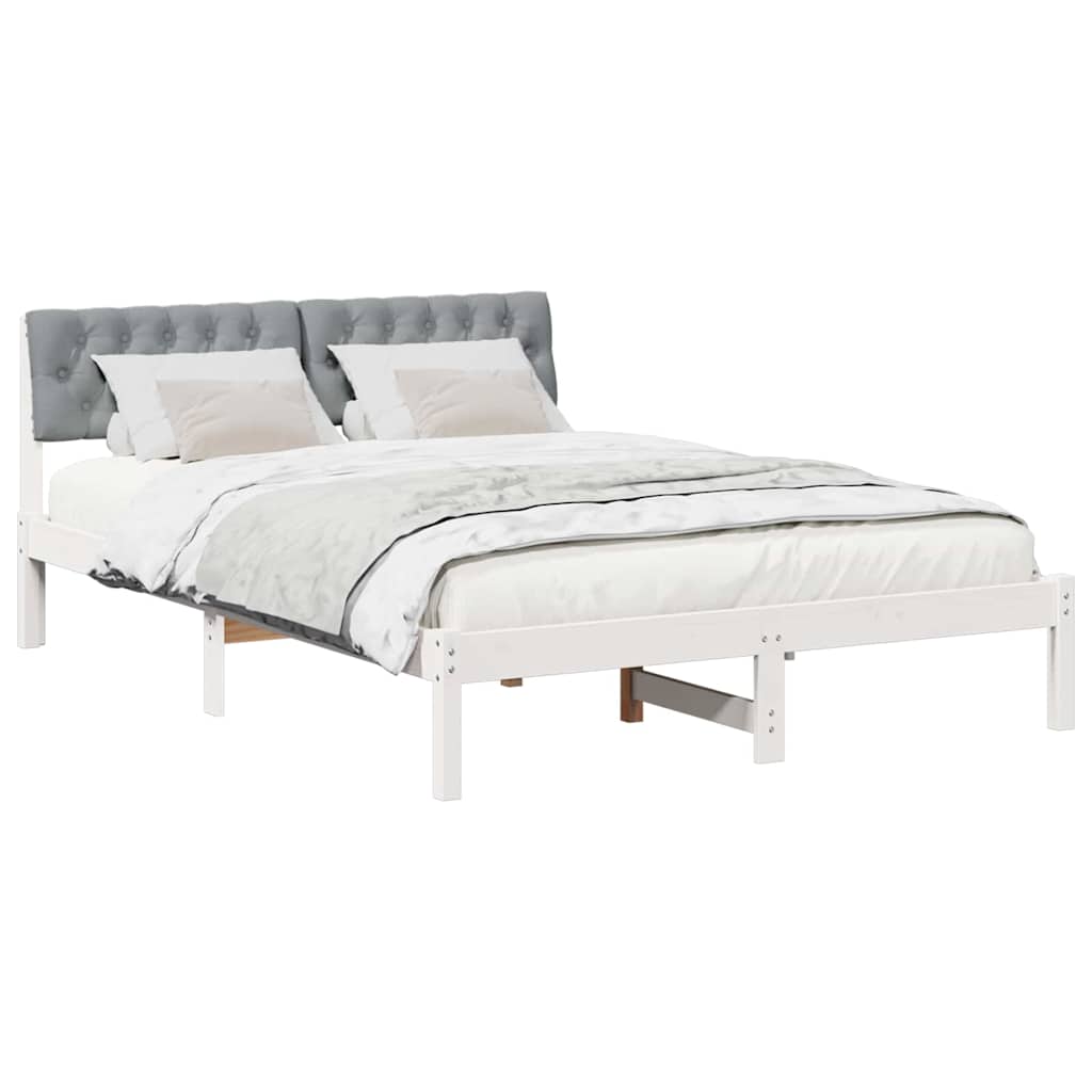 Okvir kreveta s uzglavljem Bijela i svijetlosiva 120 x 190 cm