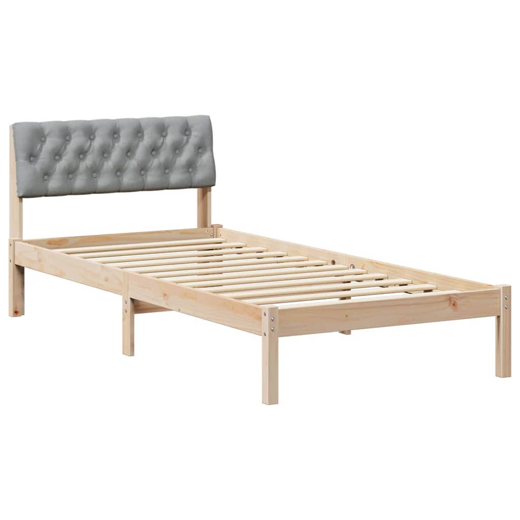 Okvir kreveta s uzglavljem Smeđa i svijetlo siva 90 x 190 cm