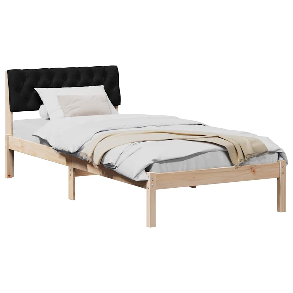Okvir kreveta Smeđa i crna 90 x 190 cm Masivna borovina
