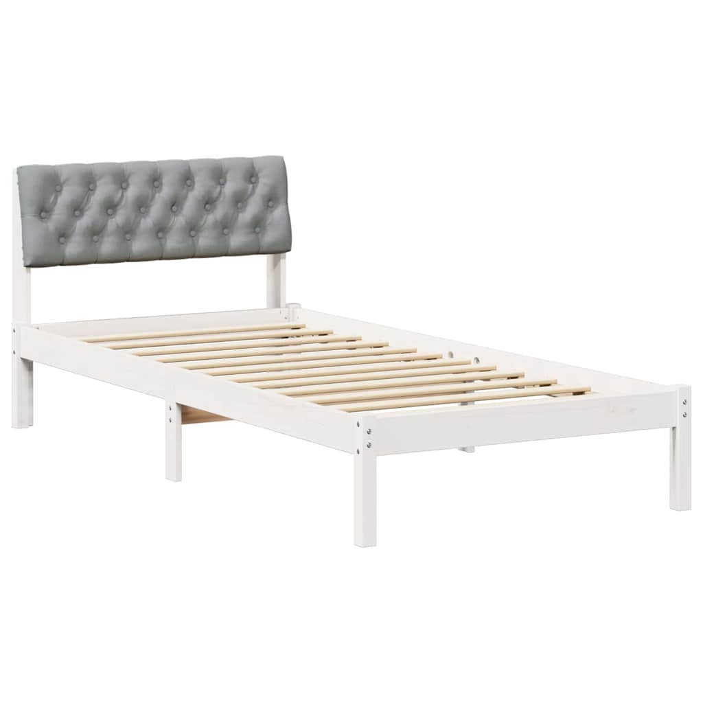 Okvir kreveta s uzglavljem Bijela i svijetlosiva 90 x 190 cm
