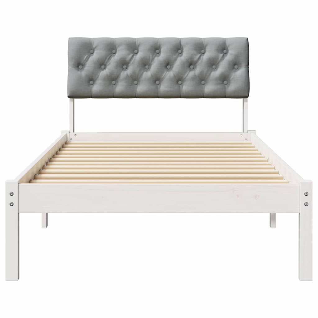 Okvir kreveta s uzglavljem Bijela i svijetlosiva 90 x 190 cm