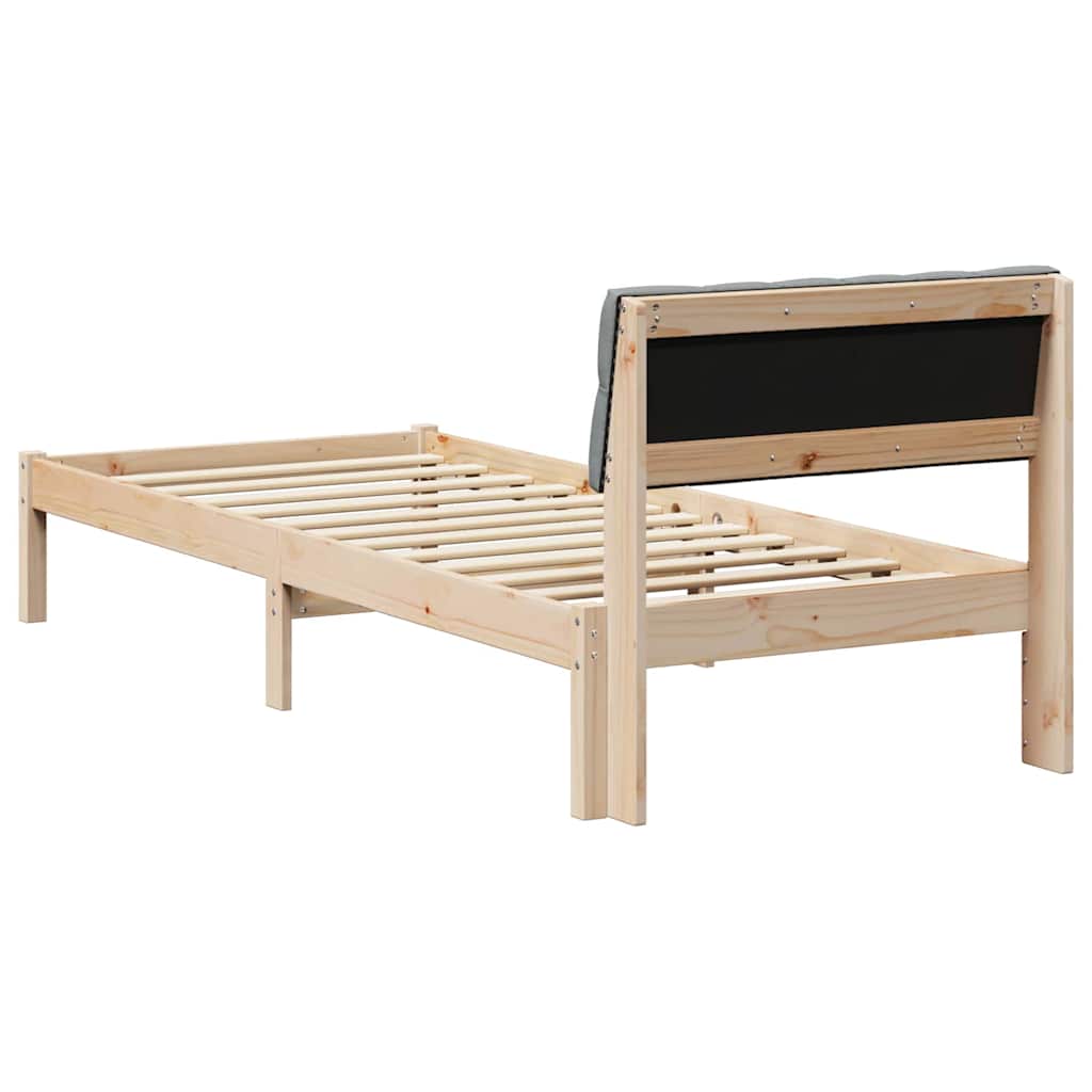 Okvir kreveta s uzglavljem Smeđa i svijetlo siva 75 x 190 cm