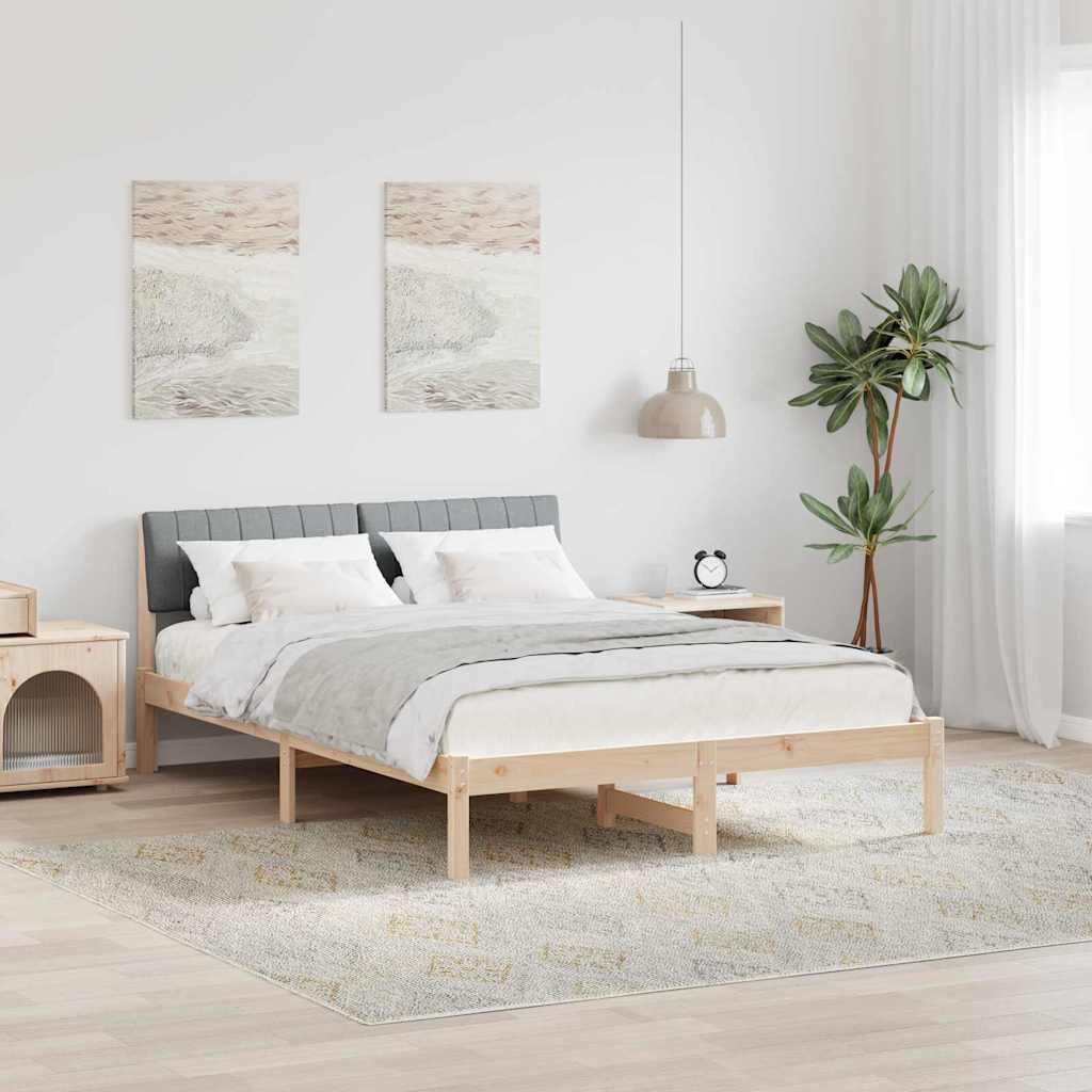 Okvir kreveta s uzglavljem Smeđa i svijetlo siva 135 x 190 cm