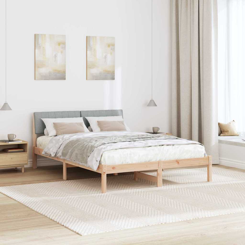 Okvir kreveta s uzglavljem Smeđa i svijetlo siva 135 x 190 cm