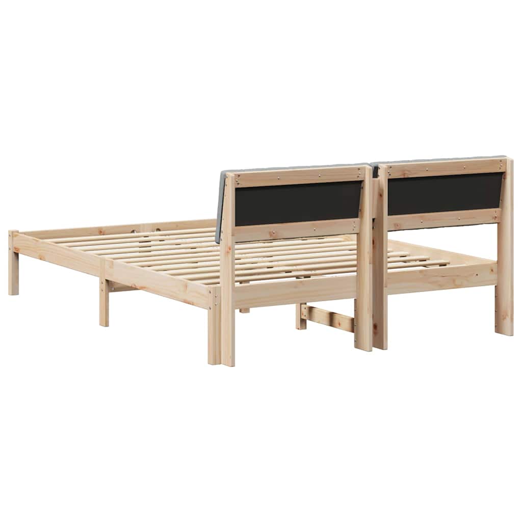 Okvir kreveta s uzglavljem Smeđa i svijetlo siva 135 x 190 cm