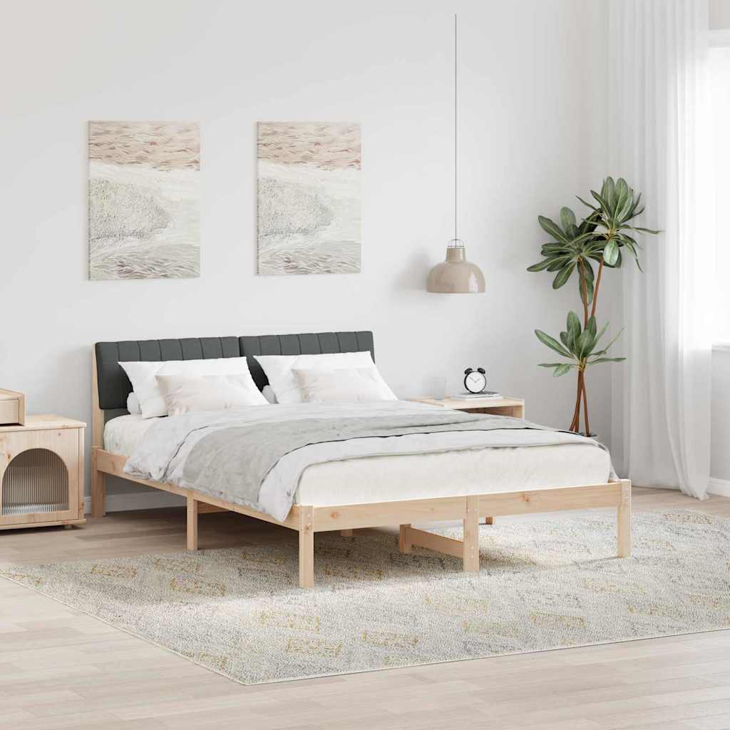 Okvir kreveta smeđe i tamnosivo 135 x 190 cm Masivna borovina