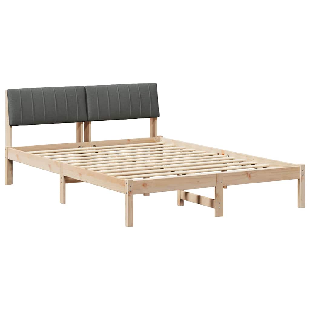 Okvir kreveta smeđe i tamnosivo 135 x 190 cm Masivna borovina