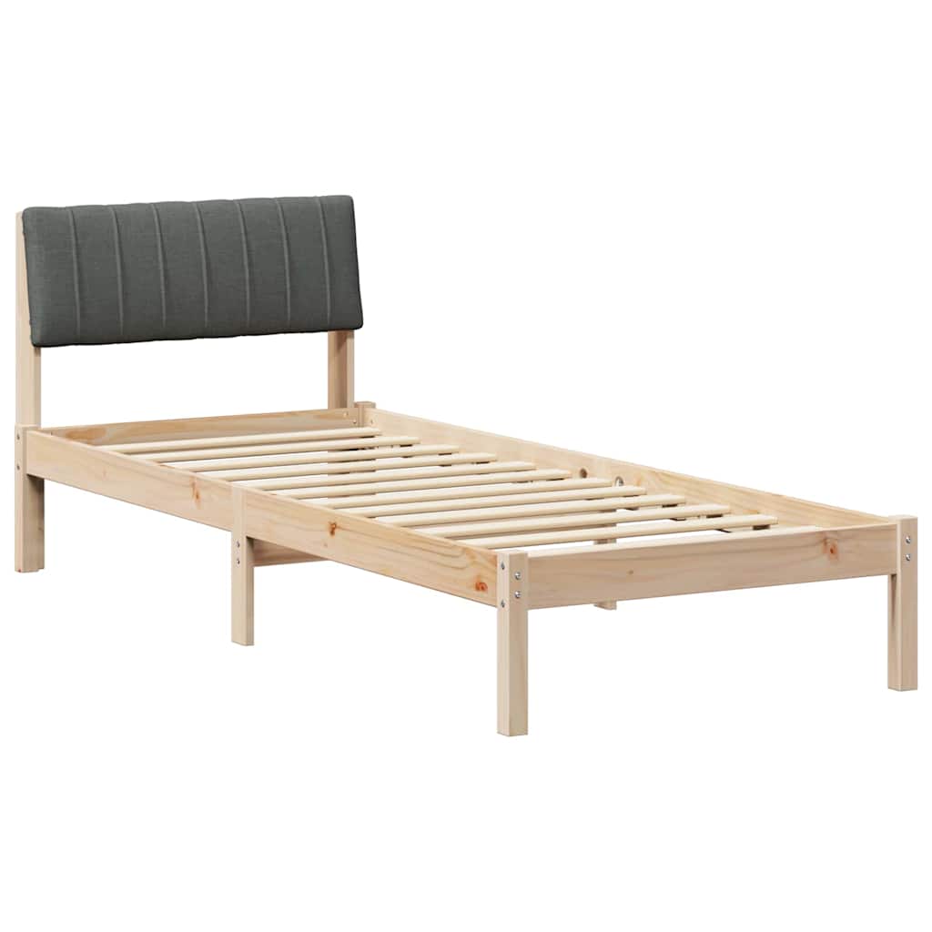 Okvir kreveta smeđe i tamnosivo 75 x 190 cm Masivna borovina