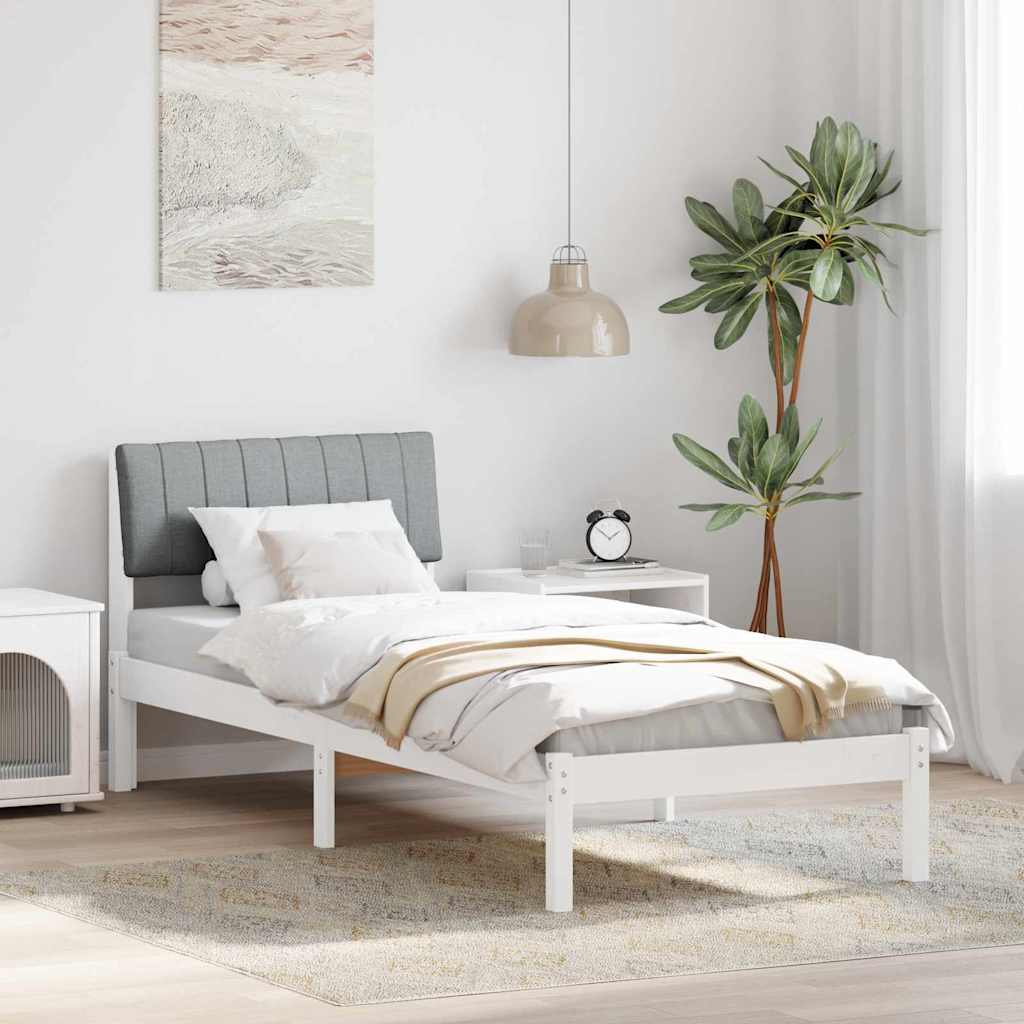 Okvir kreveta s uzglavljem Bijela i svijetlosiva 75 x 190 cm