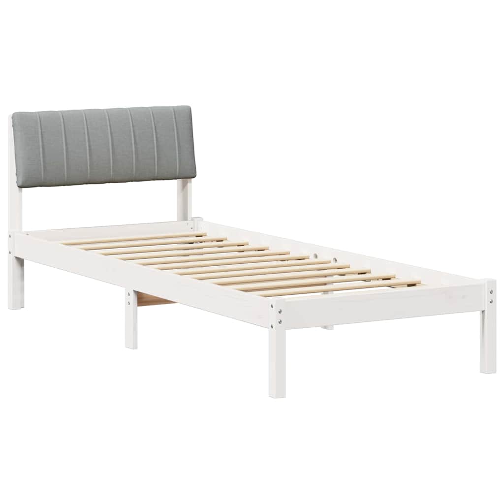 Okvir kreveta s uzglavljem Bijela i svijetlosiva 75 x 190 cm