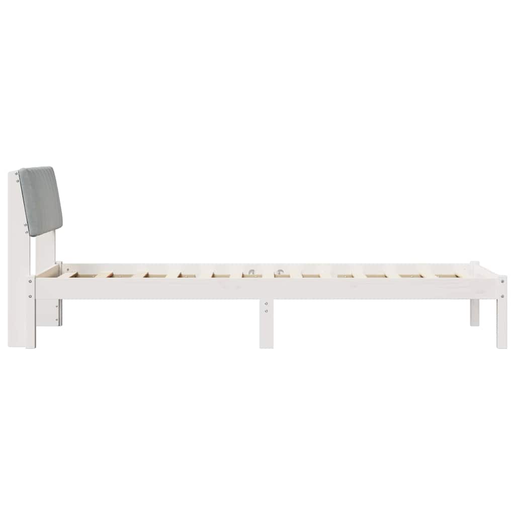 Okvir kreveta s uzglavljem Bijela i svijetlosiva 75 x 190 cm