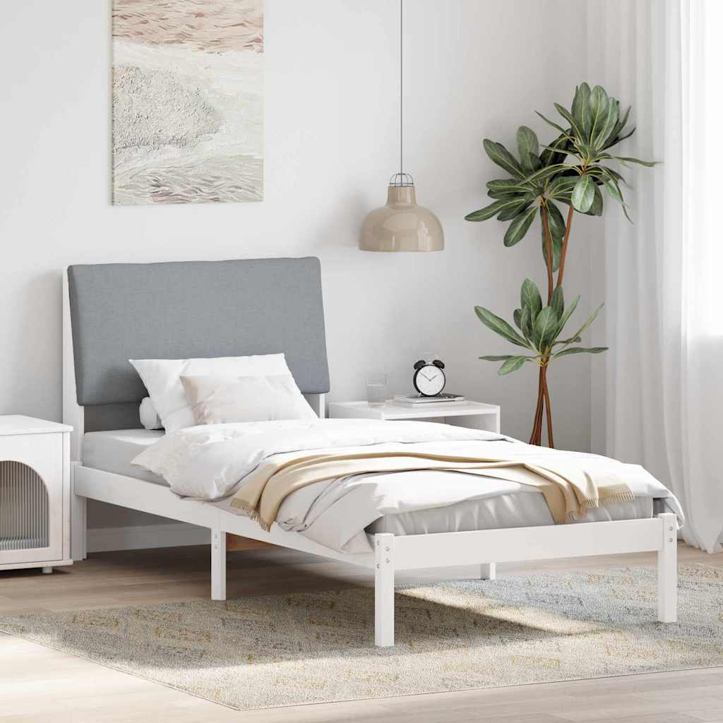 Okvir kreveta s uzglavljem Bijela i svijetlosiva 100 x 200 cm