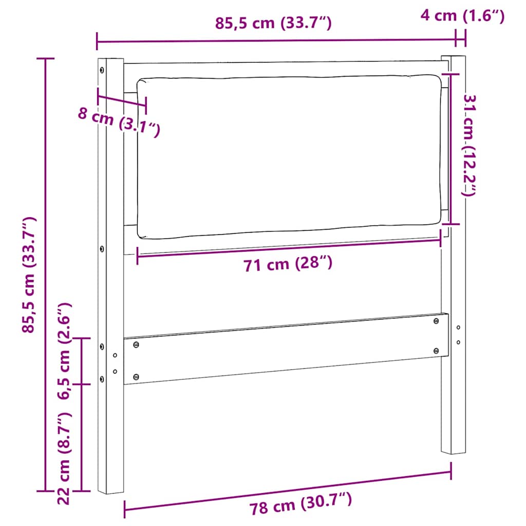 Uzglavlje Ostalo Bijelo 80 cm Masivna borovina