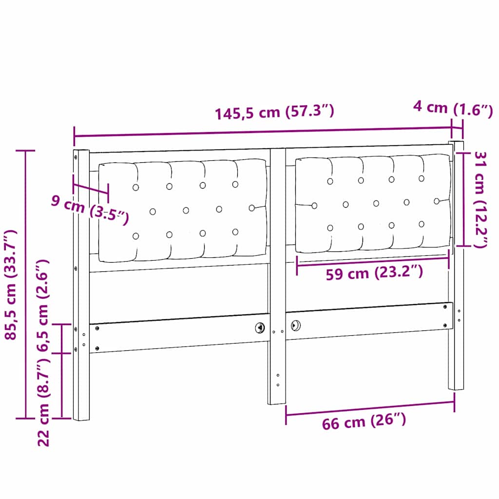 Uzglavlje Ostalo Smeđa i taupe 140 cm Masivna borovina