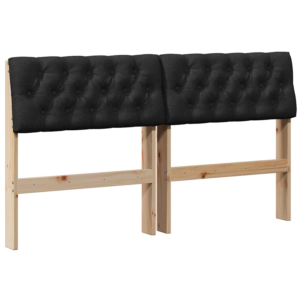 Tapecirani uzglavlje Crna 140 cm Čvrsto borovo drvo