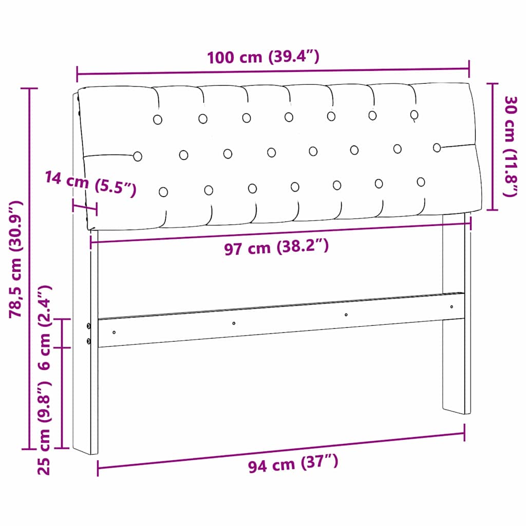 Tapecirani uzglavlje Tamno siva 100 cm Čvrsto borovo drvo