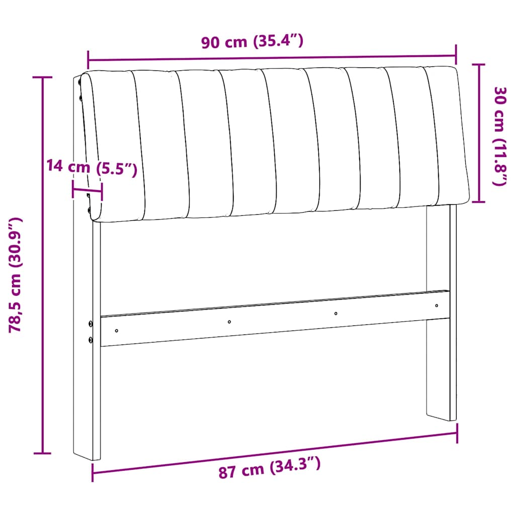 Tapecirani uzglavlje Tamno siva 90 cm Čvrsto borovo drvo