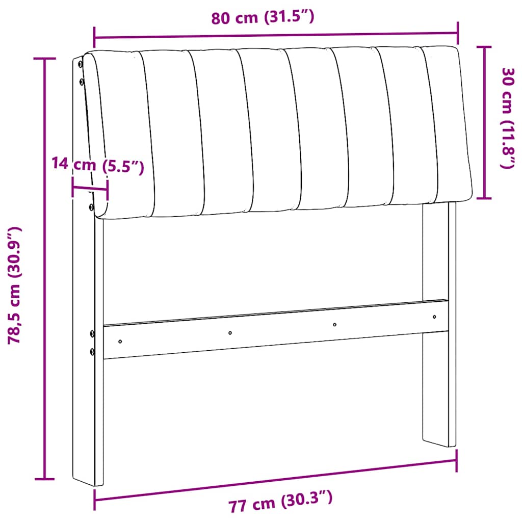 Tapecirani uzglavlje Tamno siva 80 cm Čvrsto borovo drvo