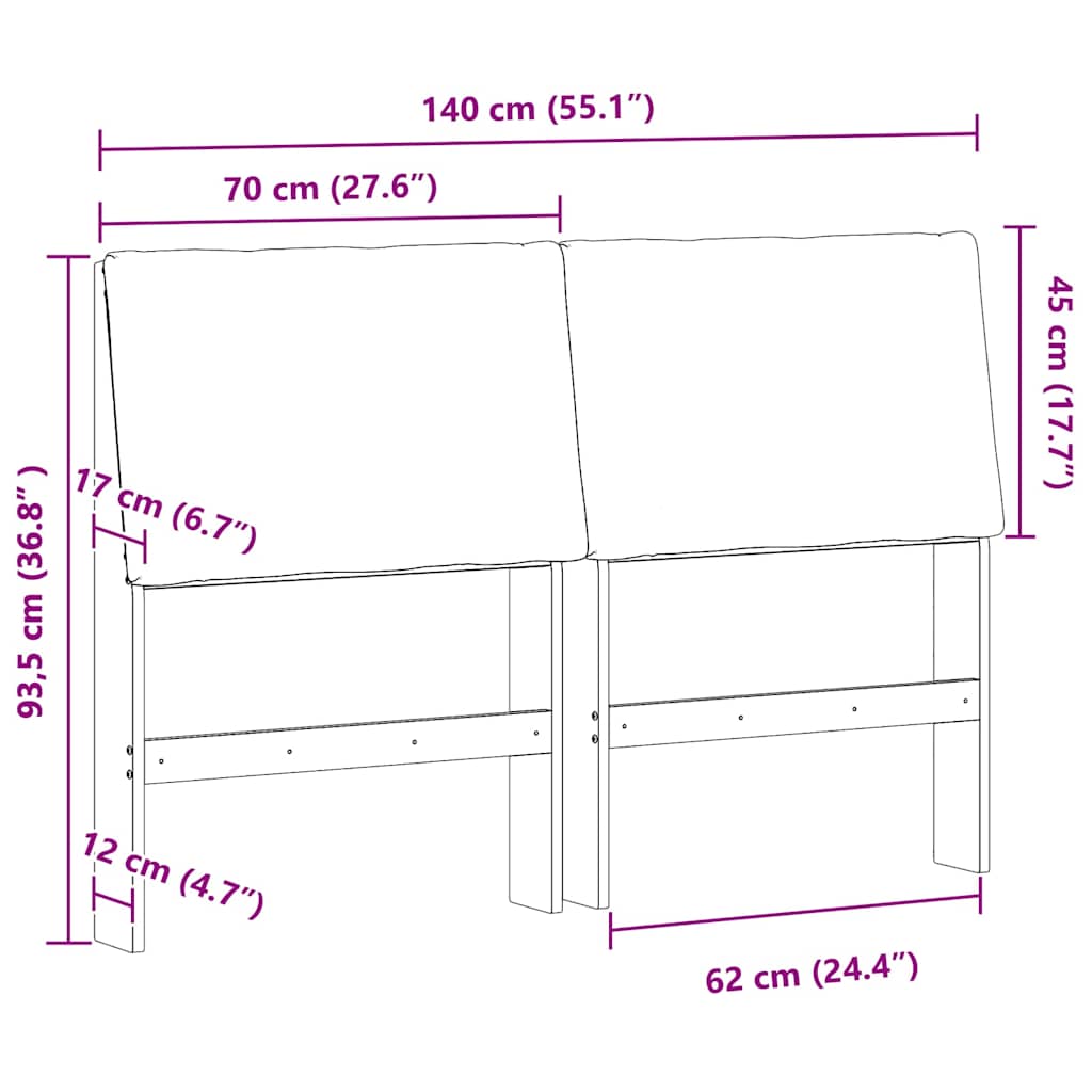 Tapecirani uzglavlje Sivo-smeđa 140 cm Čvrsto borovo drvo