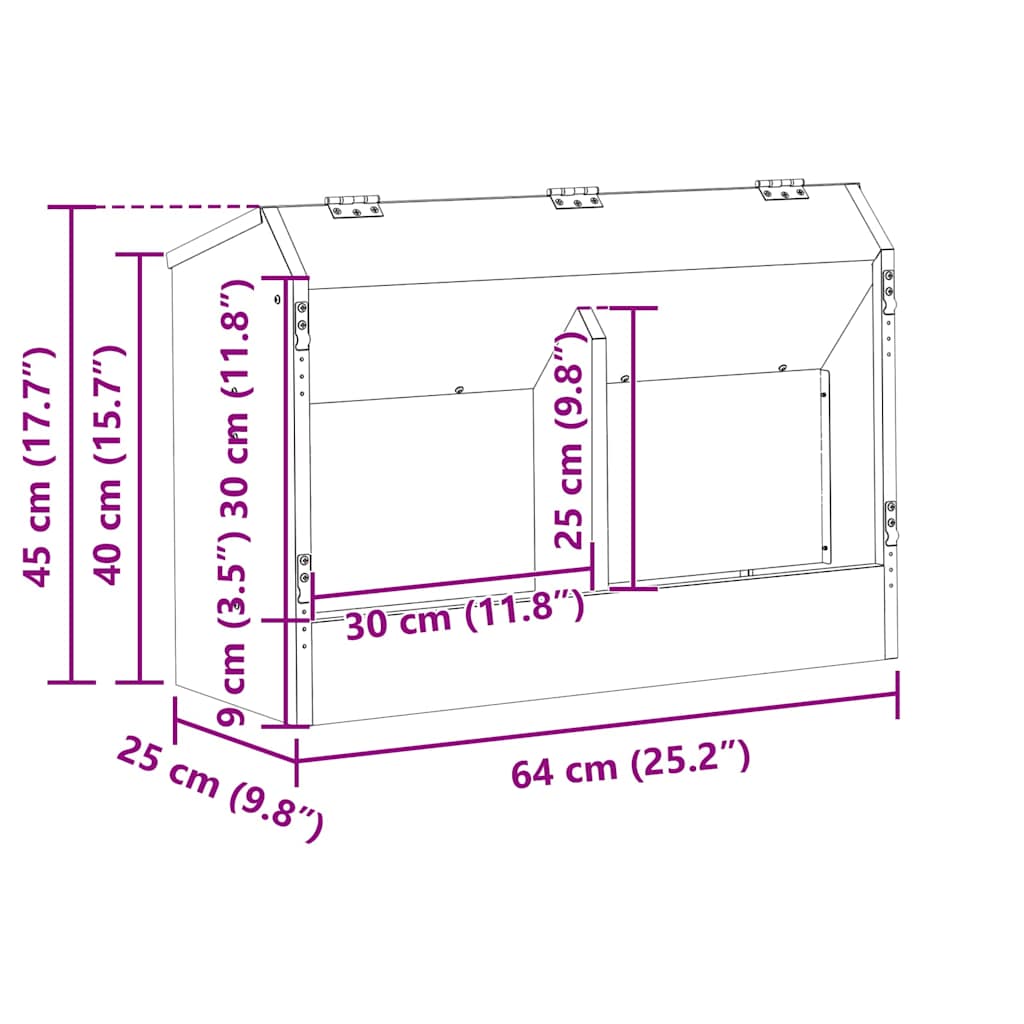 Hranilica za zečeve Crna 64.5 x 25.5 x 45.5 cm