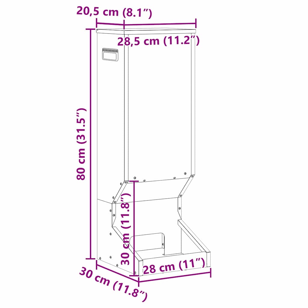 Nahranilica za jelene Maslinasto zelena 28 x 30 x 80 cm